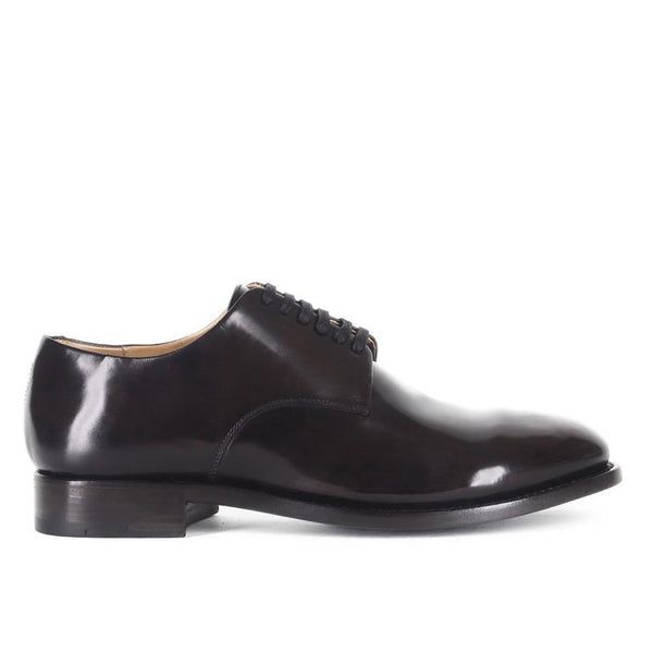 WOLF 13<br>Black derby shoes in shell cordovan